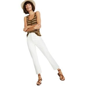 Madewell Jeans Womens 27 Tall High Rise Slim Boy Jean White Ankle Coastal Preppy